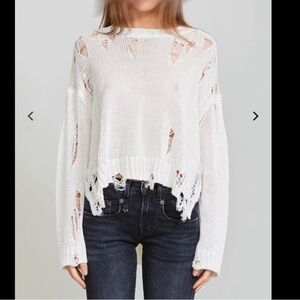 R13 Distressed White Knit Sweater size s